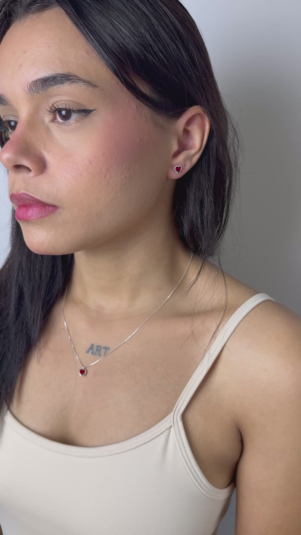 Conjunto Vermelho Coração Prata 925
