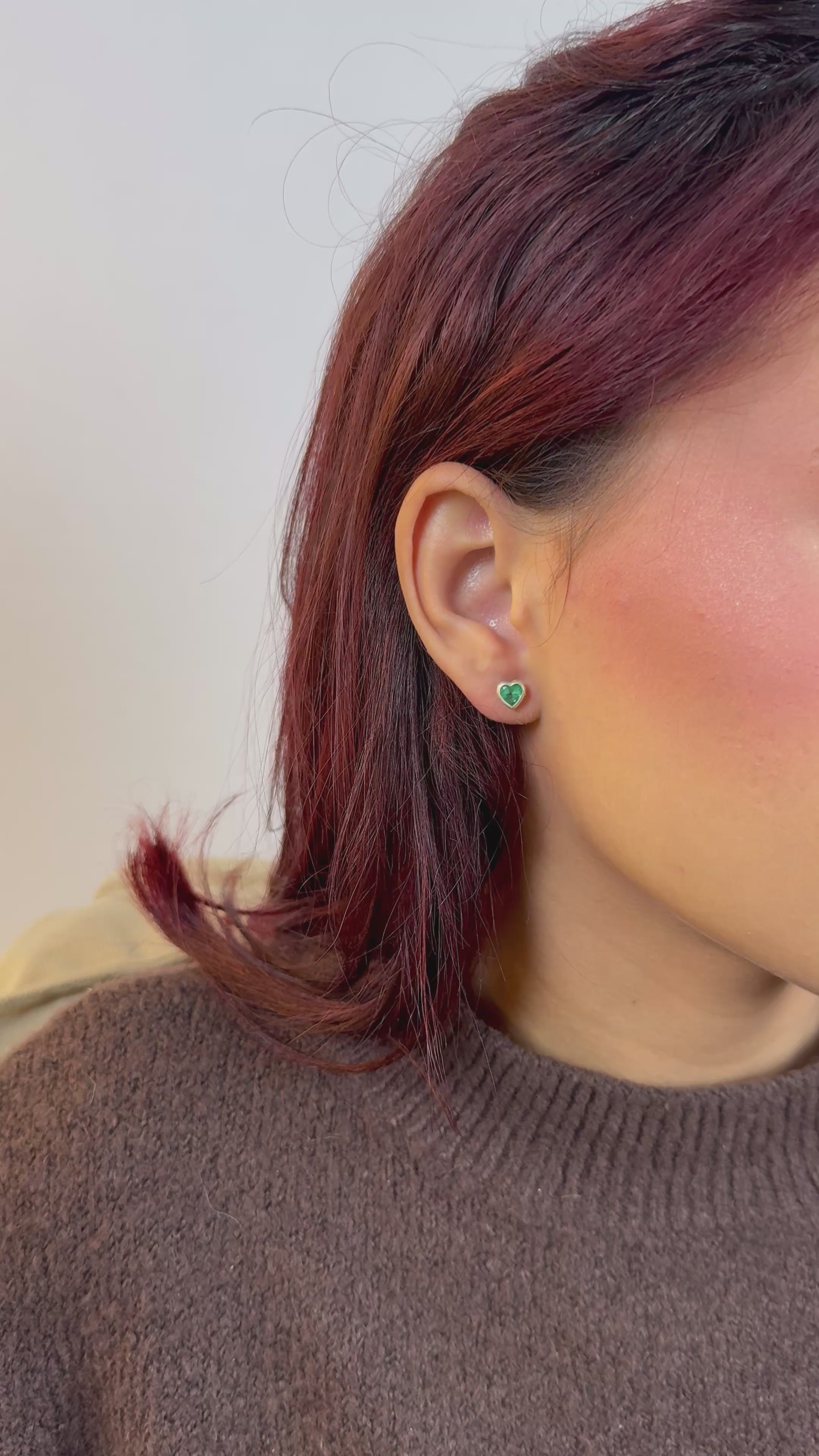 Brinco Coração verde thifany Prata 925