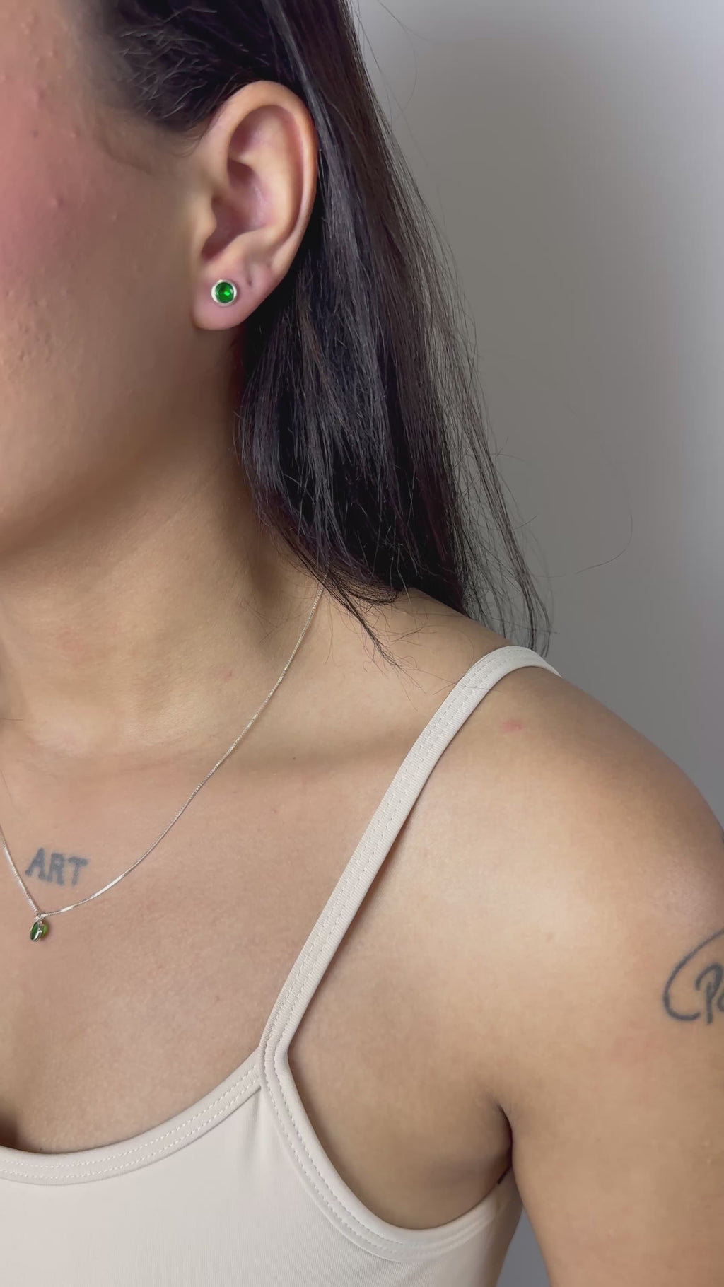 Conjunto Ponto Luz Verde Esmeralda  Prata 925